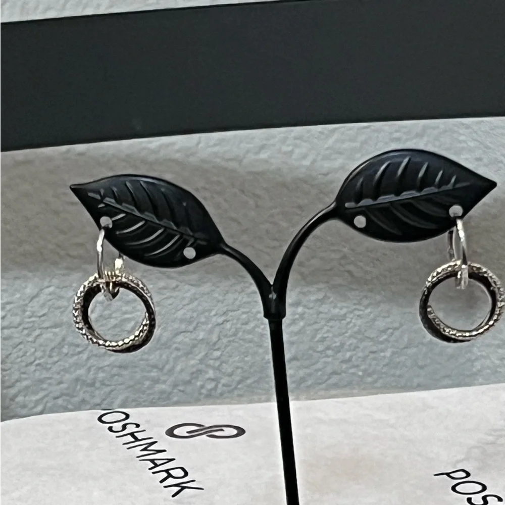 MIADORA LOVED AUTHENTIC STERLING SILVER NATURAL WHITE DIAMOND DANGLING EARRINGS